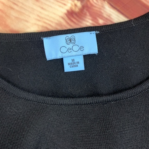 CeCe Black Cold Shoulder Bow Sleeve Sweater - Picture 10 of 10